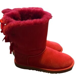 UGG Bailey‎ Bow II Red Youth 3 Women’s 5 Sheepskin Winter Boots